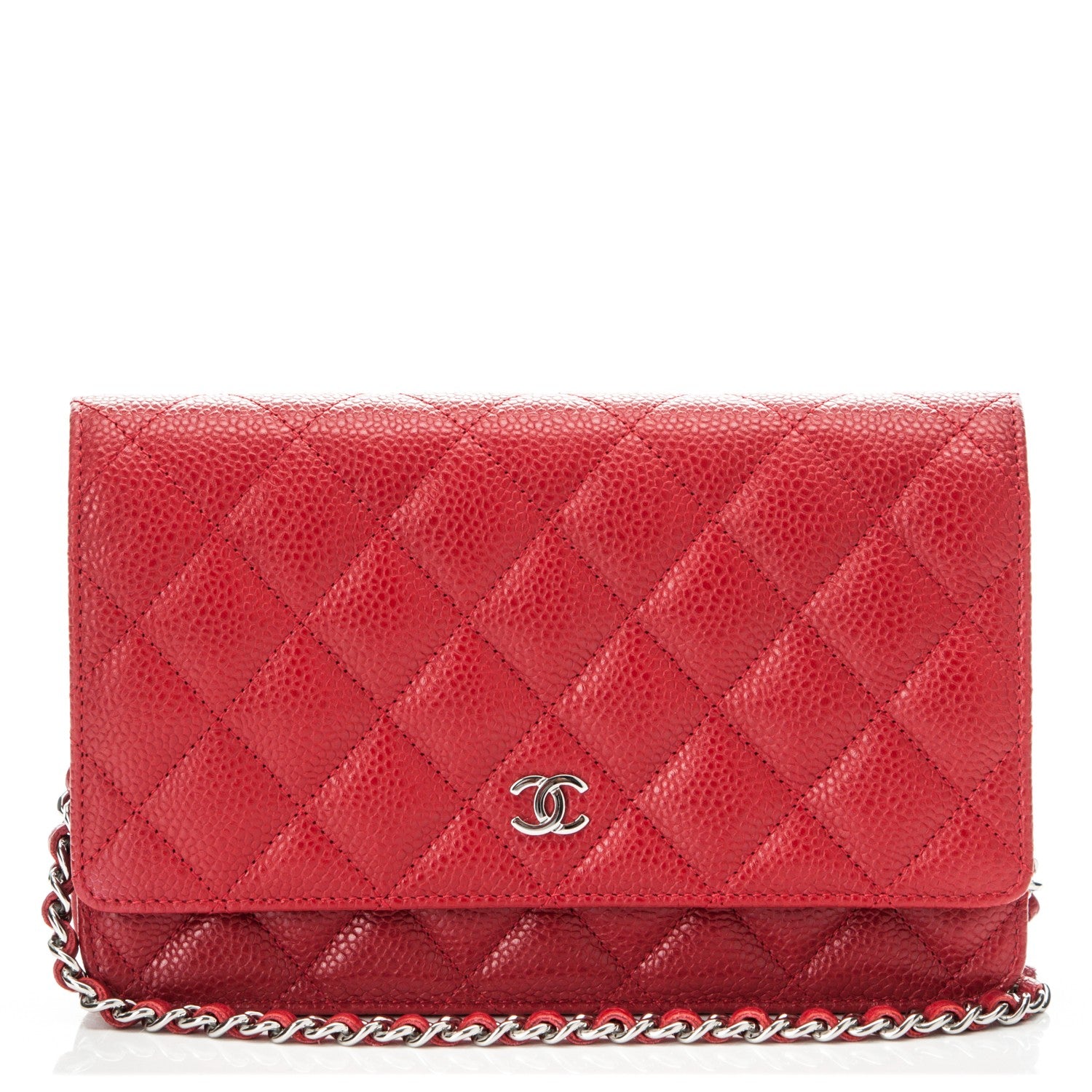 Chanel Caviar Quilted Wallet On Chain WOC Red 1 of 8