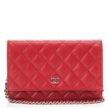 Chanel Caviar Quilted Wallet On Chain WOC Red 1 of 8