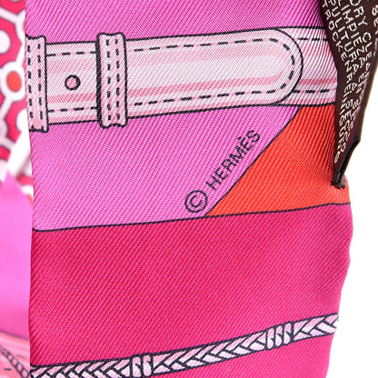 Hermes Silk Clic Clac Modern Cannage Twilly Fuchsia Rouge Rose 4 of 4