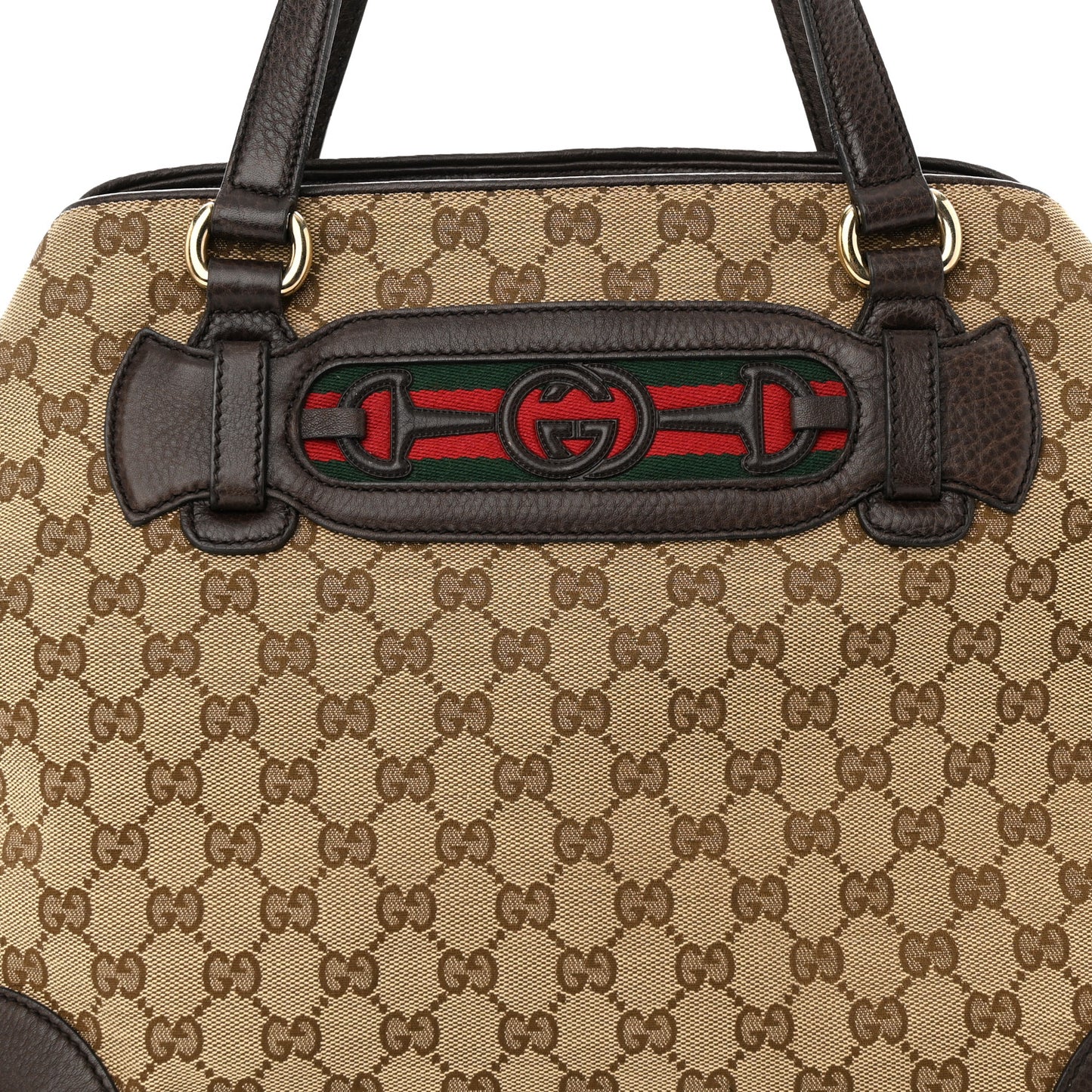 Monogram Web Medium Dressage Tote Brown