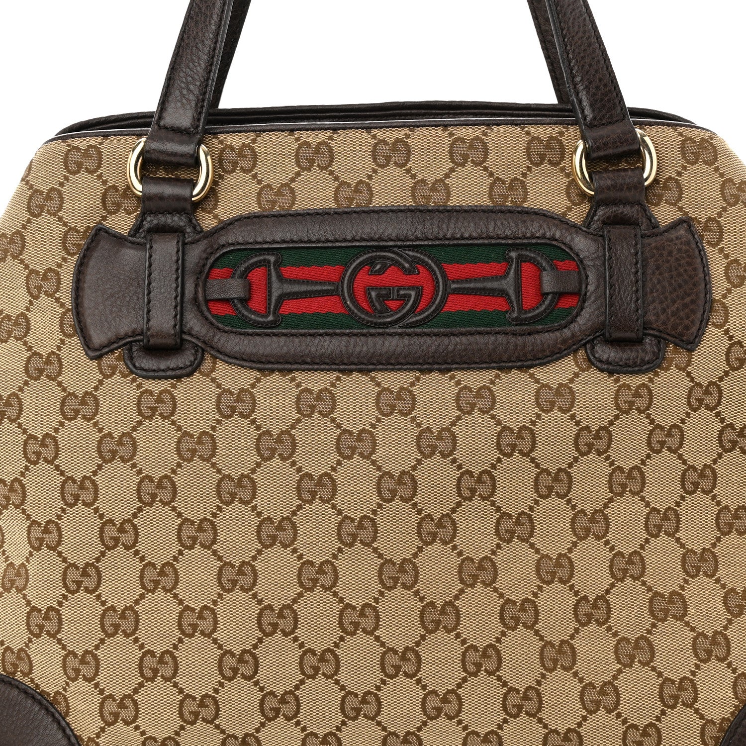 Gucci Monogram Web Medium Dressage Tote Brown 8 of 12