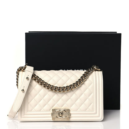 Chanel Caviar Quilted Medium Boy Flap Ivory 11 of 11