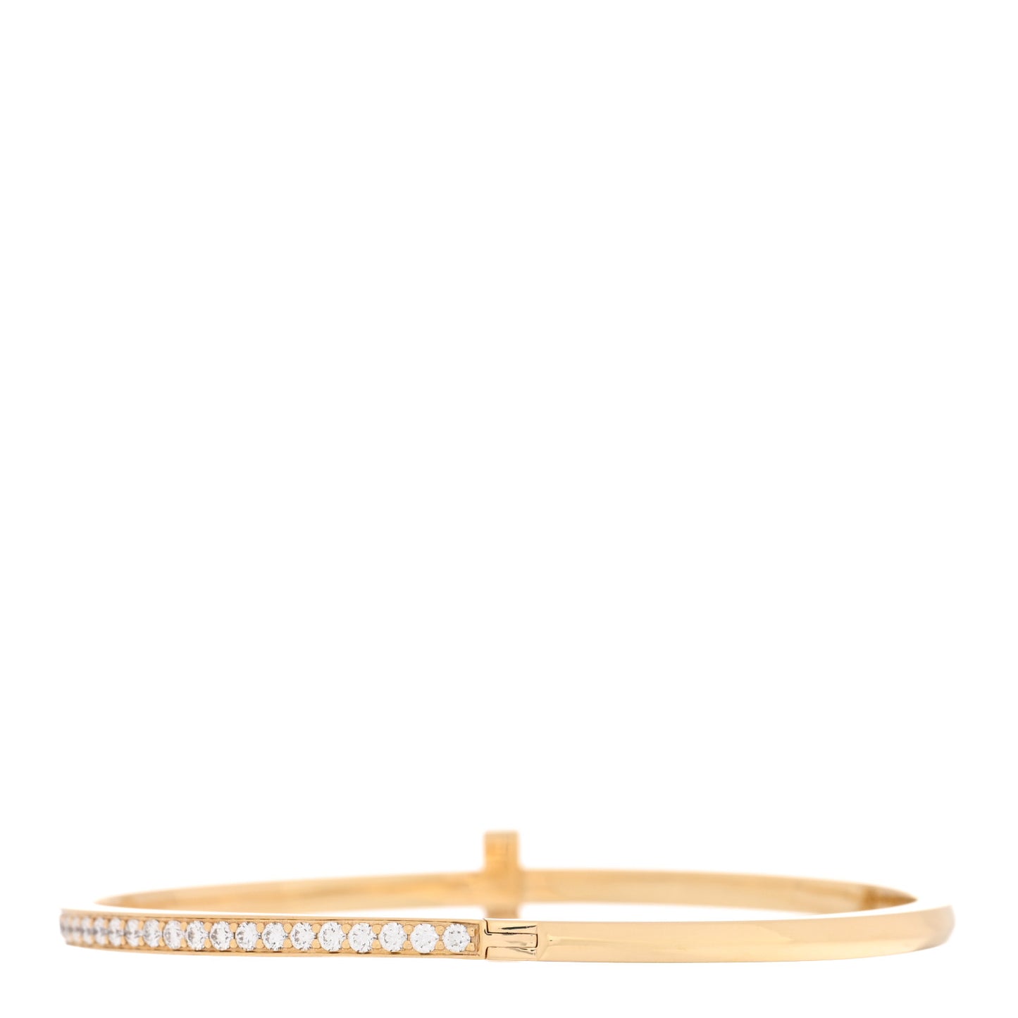18K Yellow Gold Diamond Narrow T1 Hinged Bangle Bracelet