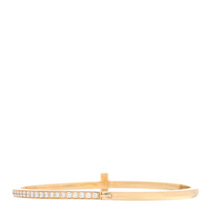 Tiffany 18K Yellow Gold Diamond Narrow T1 Hinged Bangle Bracelet 2 of 3