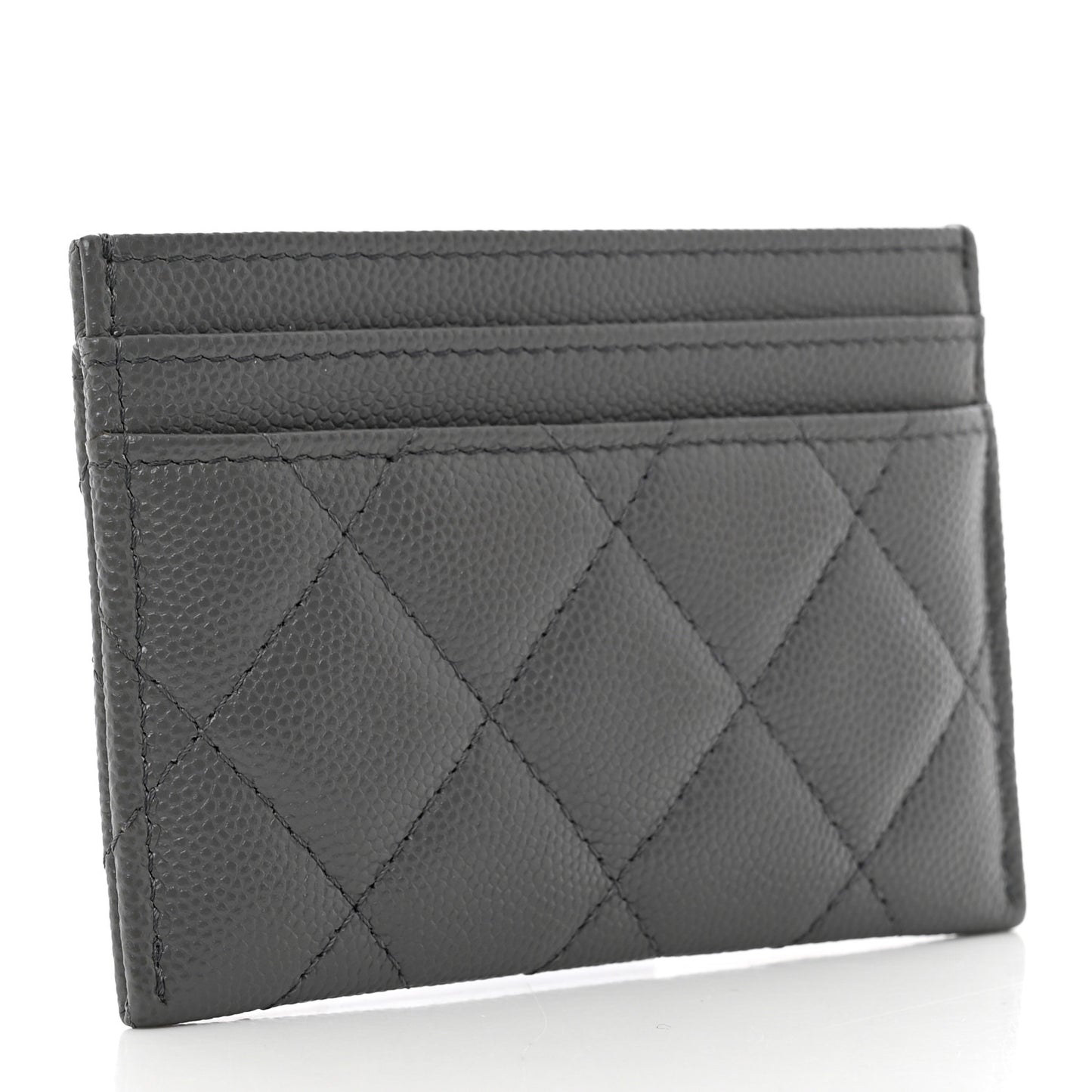 Caviar Quilted French New Wave Card Holder Grey
