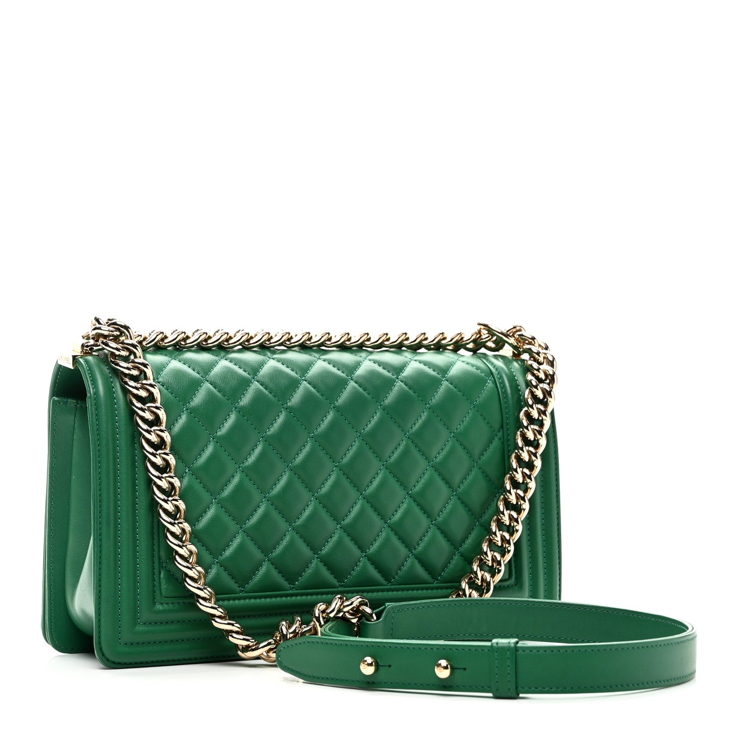 Calfskin Quilted Medium Boy Flap Green