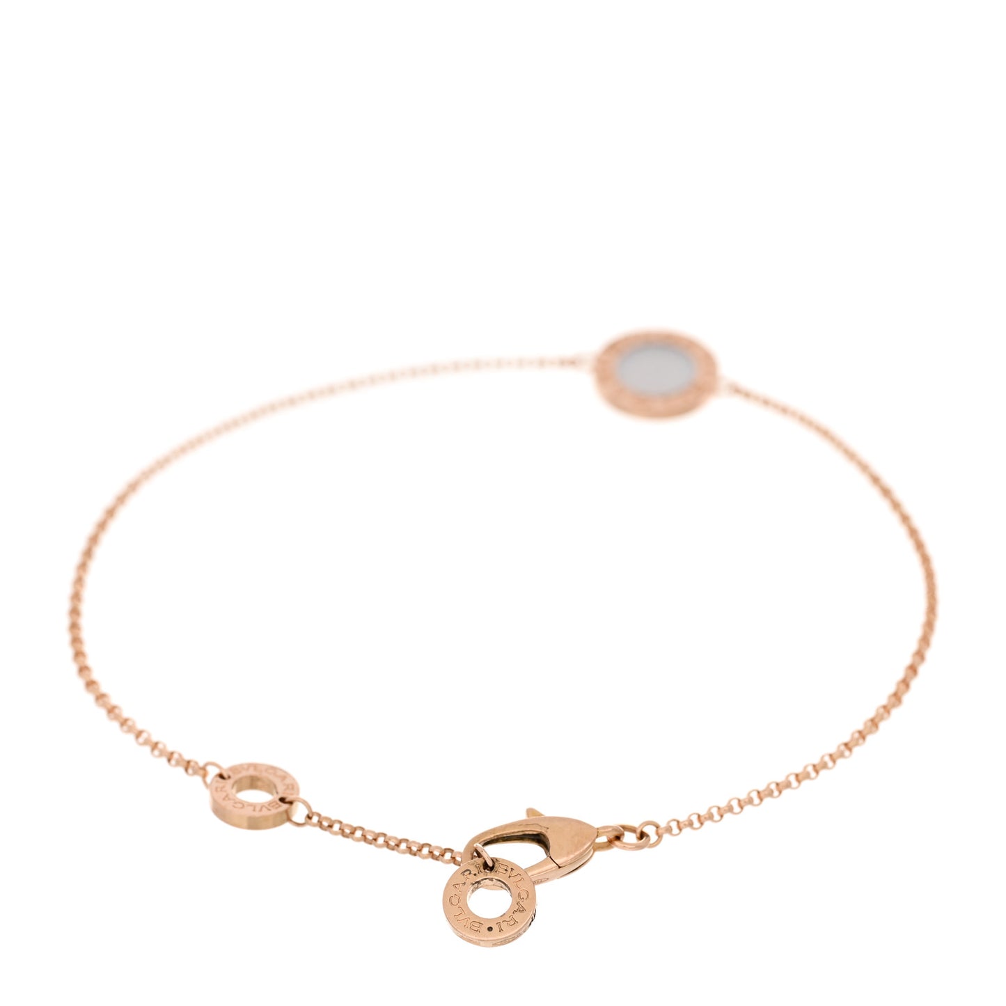 18K Rose Gold Mother of Pearl Bvlgari Bvlgari Engravable Bracelet SM