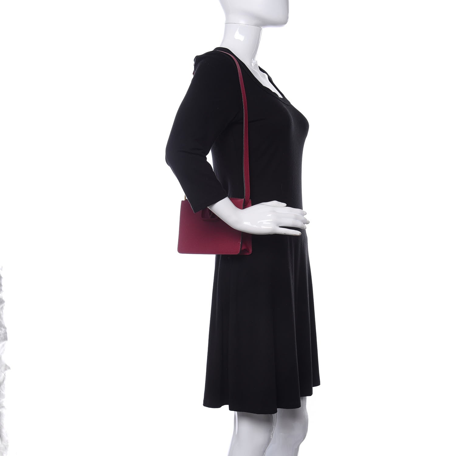 Valentino Garavani Grainy Calfskin VSling Clutch Raspberry 2 of 8
