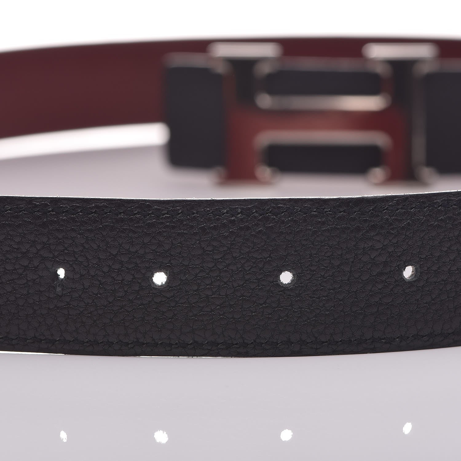 Hermes Togo Box 32mm H Belt 85 Black Rouge H 5 of 18