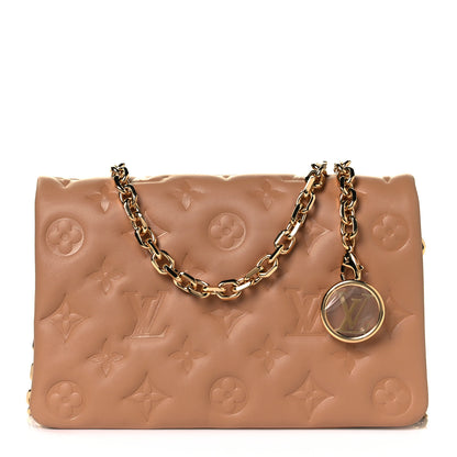 Louis Vuitton Lambskin Embossed Monogram Pochette Coussin Camel 1 of 8