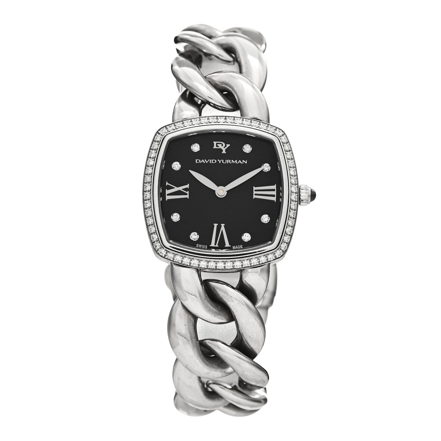 Stainless Steel Diamond Bezel 27mm Albion Quartz Watch Black