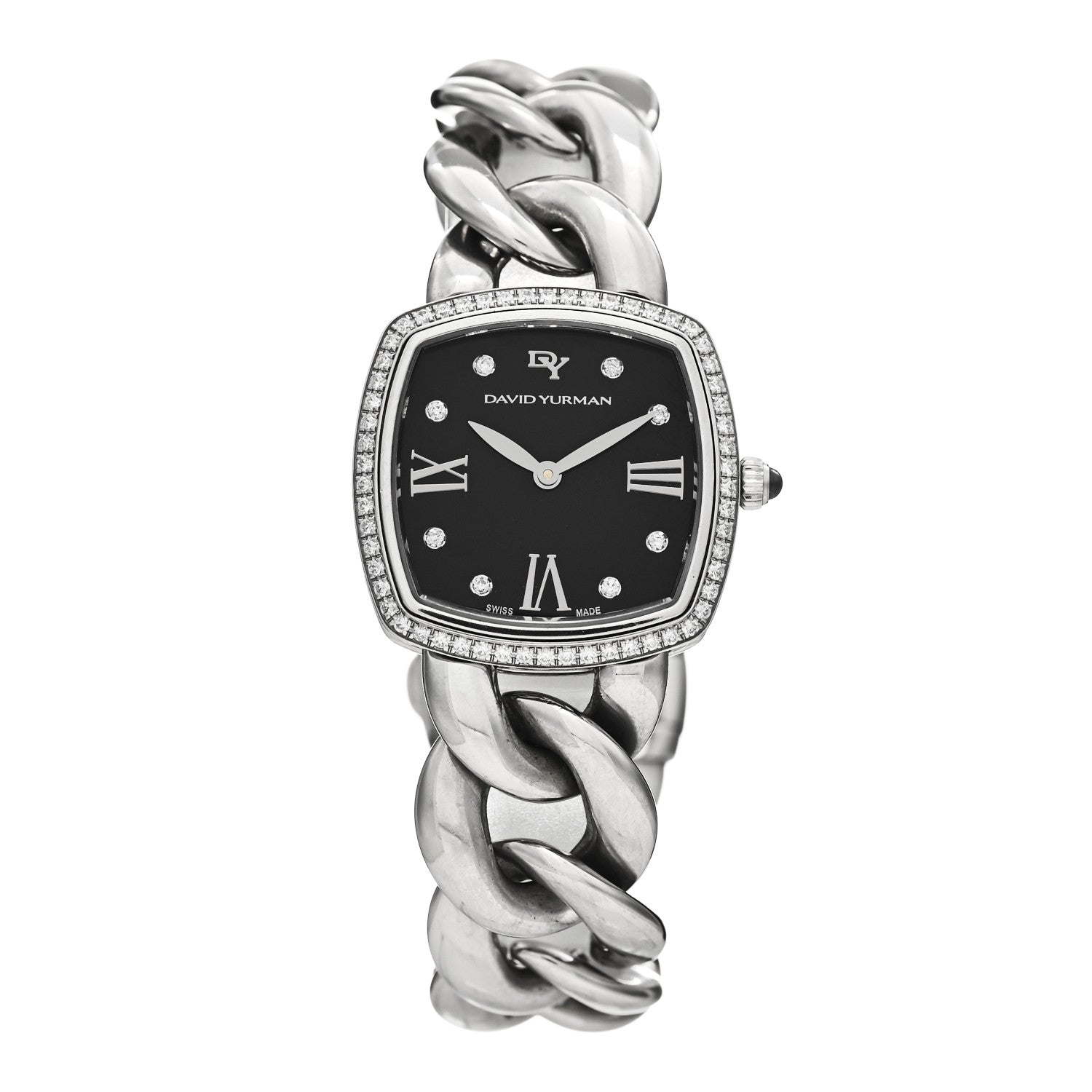David Yurman Stainless Steel Diamond Bezel 27mm Albion Quartz Watch Black 1 of 4