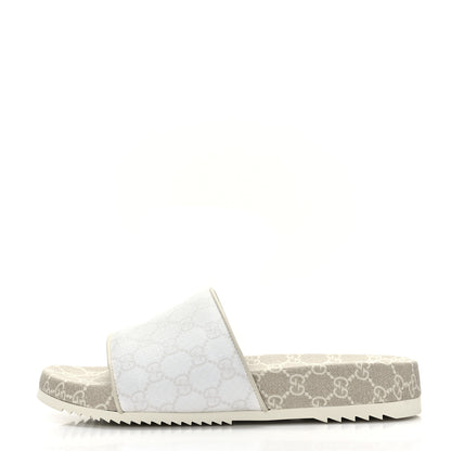 Gucci GG Supreme Monogram Demetra Mens Slide Sandals 9 White Mystic White 1 of 8