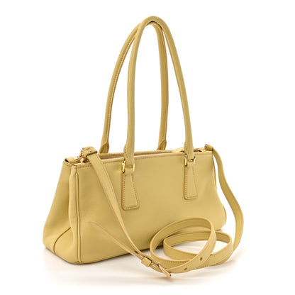 Prada Soft Grain Medium East West Galleria Double Zip Bag Vanilla 2 of 13