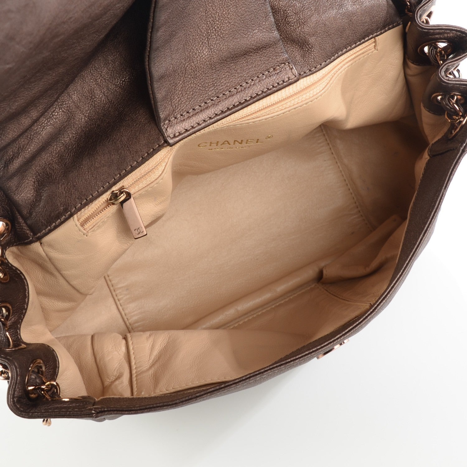 Chanel Metallic Goatskin Luxe Ligne Flap Bronze 5 of 7