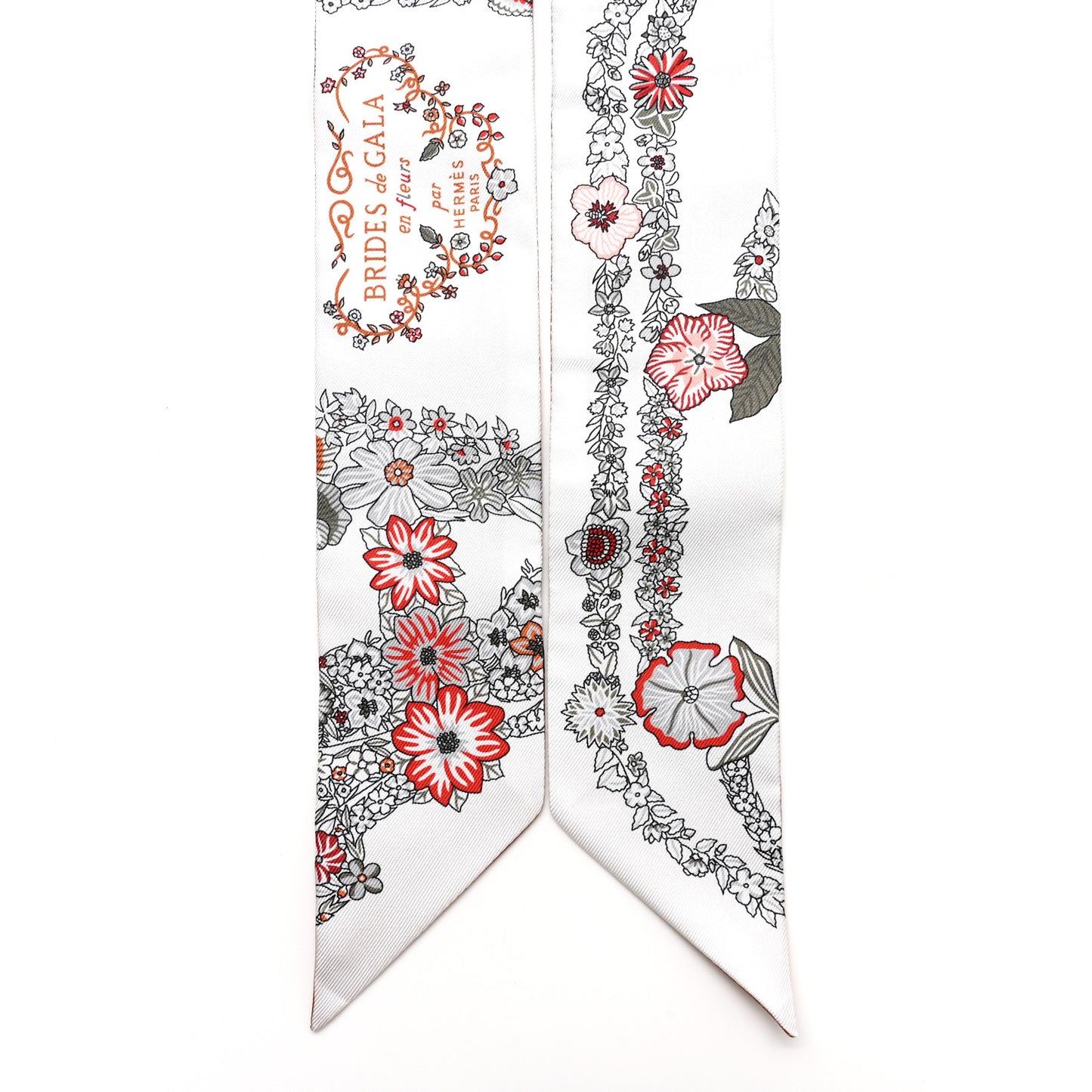Silk Brides De Gala En Fleurs Twilly White Gris Cuir