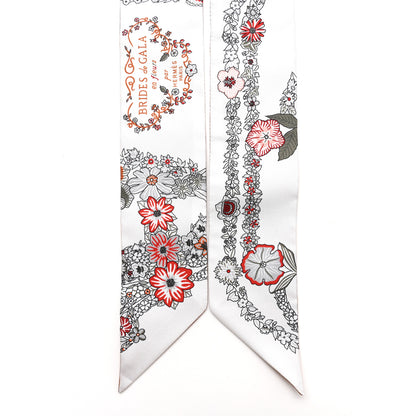 Hermes Silk Brides De Gala En Fleurs Twilly White Gris Cuir 2 of 4