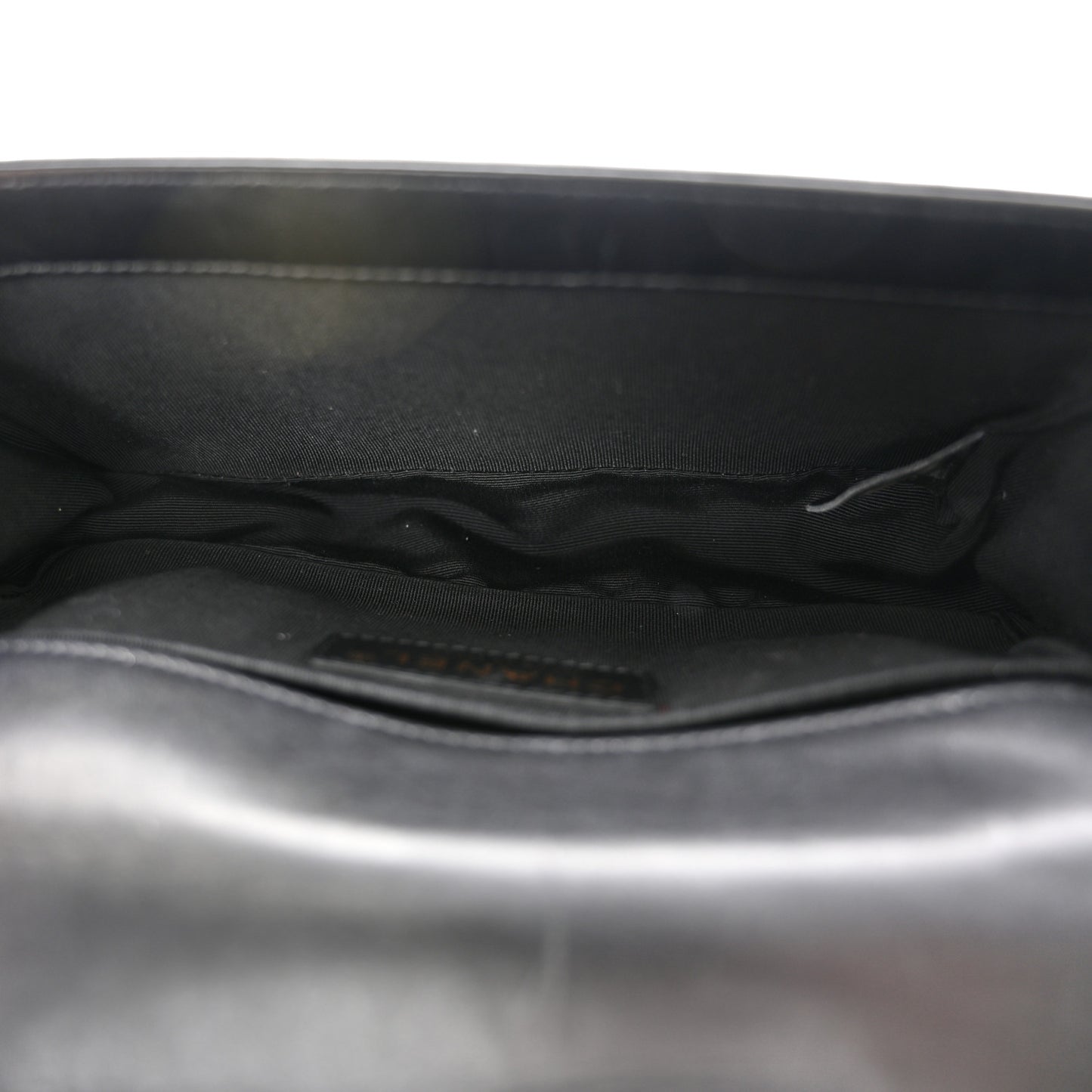 Glazed Calfskin Small Boy Flap Black