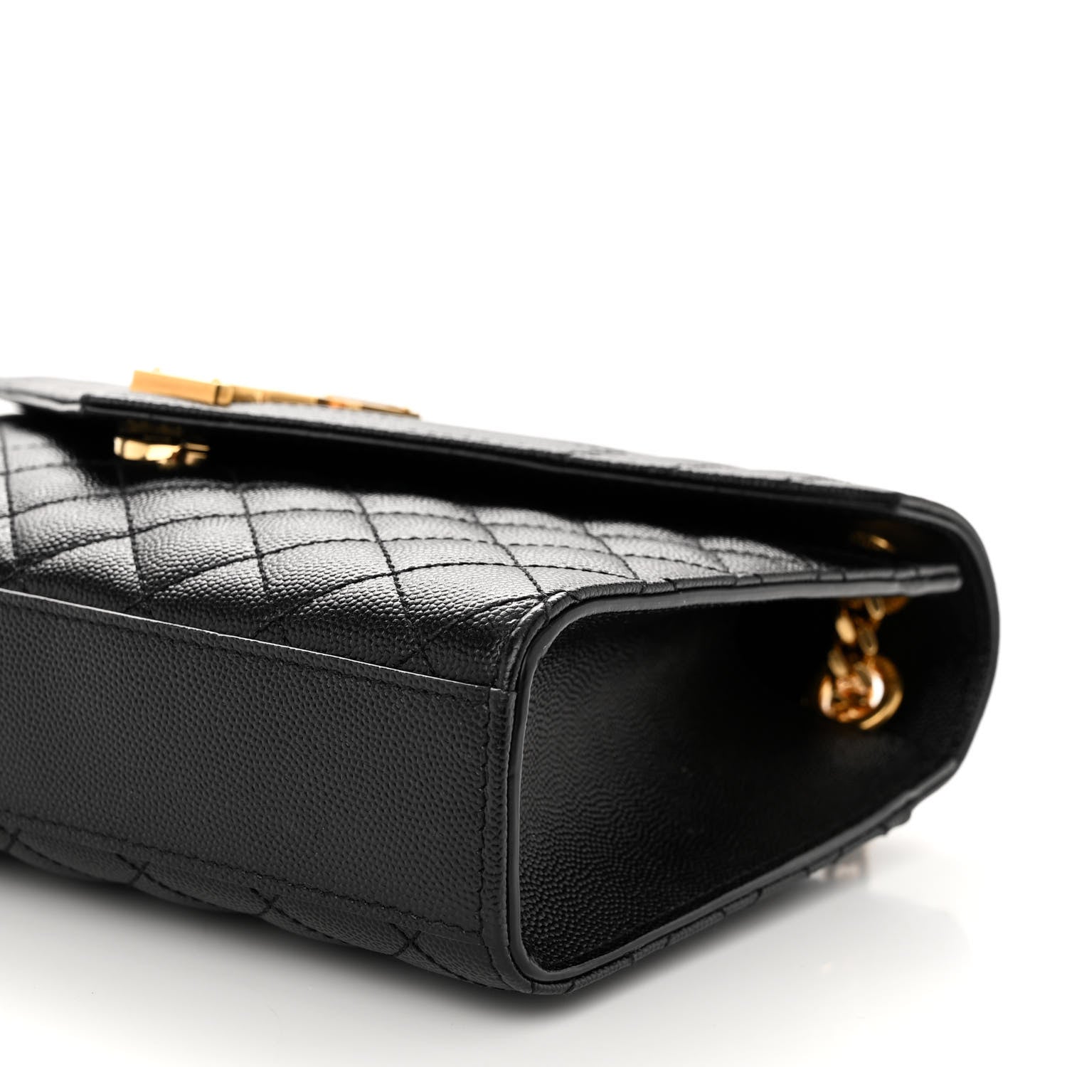 Saint Laurent Grain De Poudre Textured Mixed Matelasse Triquilt Medium Monogram Satchel Black 10 of 10