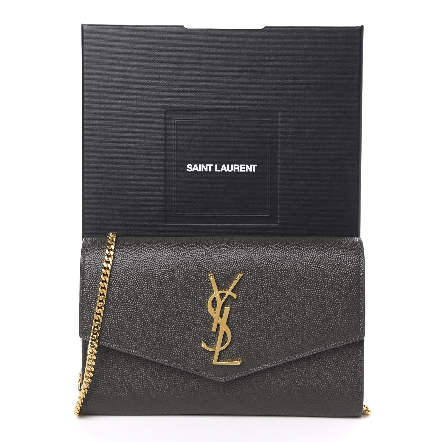 Saint Laurent Grain De Poudre Uptown Chain Wallet Pebble 10 of 10