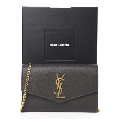 Saint Laurent Grain De Poudre Uptown Chain Wallet Pebble 10 of 10