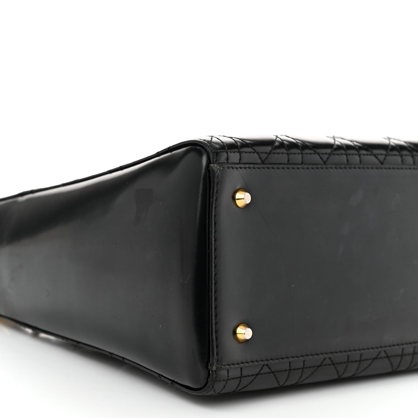 Glazed Calfskin Cannage Medium Lady Dior Black