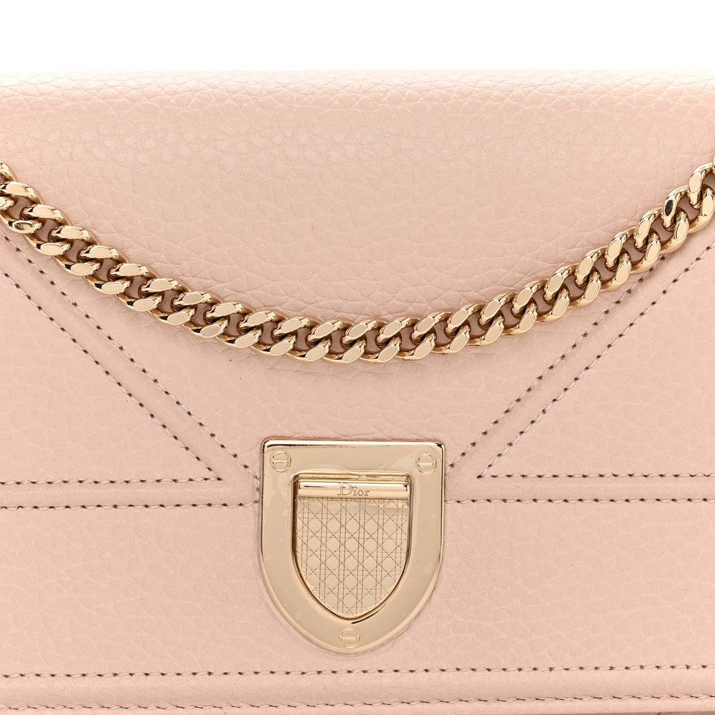 Grained Calfskin Diorama Croisiere Chain Wallet Rose Poudre
