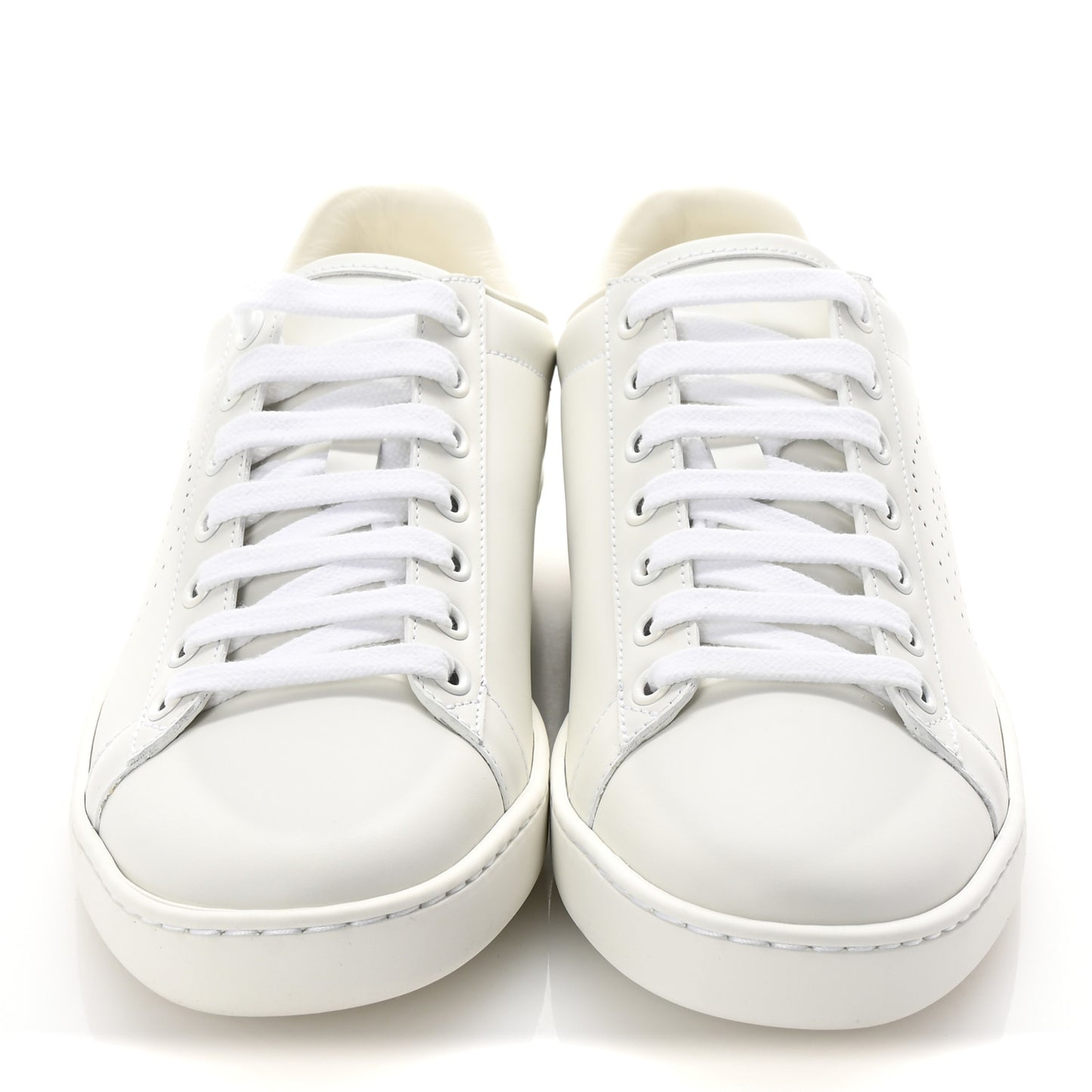 Calfskin Interlocking G Perforated Womens Ace Sneakers 37.5 White Grey Sky