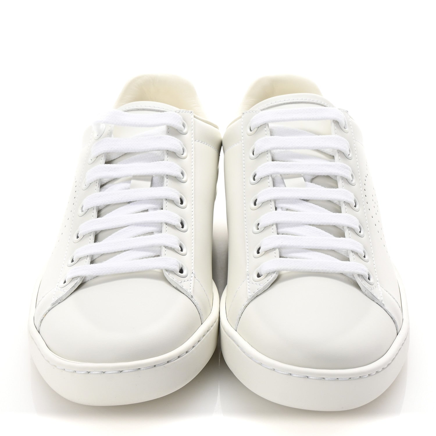 Gucci Calfskin Interlocking G Perforated Womens Ace Sneakers 37.5 White Grey Sky 3 of 10
