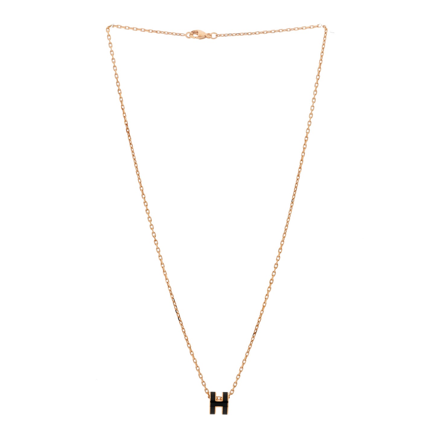 Lacquered Gold Mini Pop H Pendant Necklace Black
