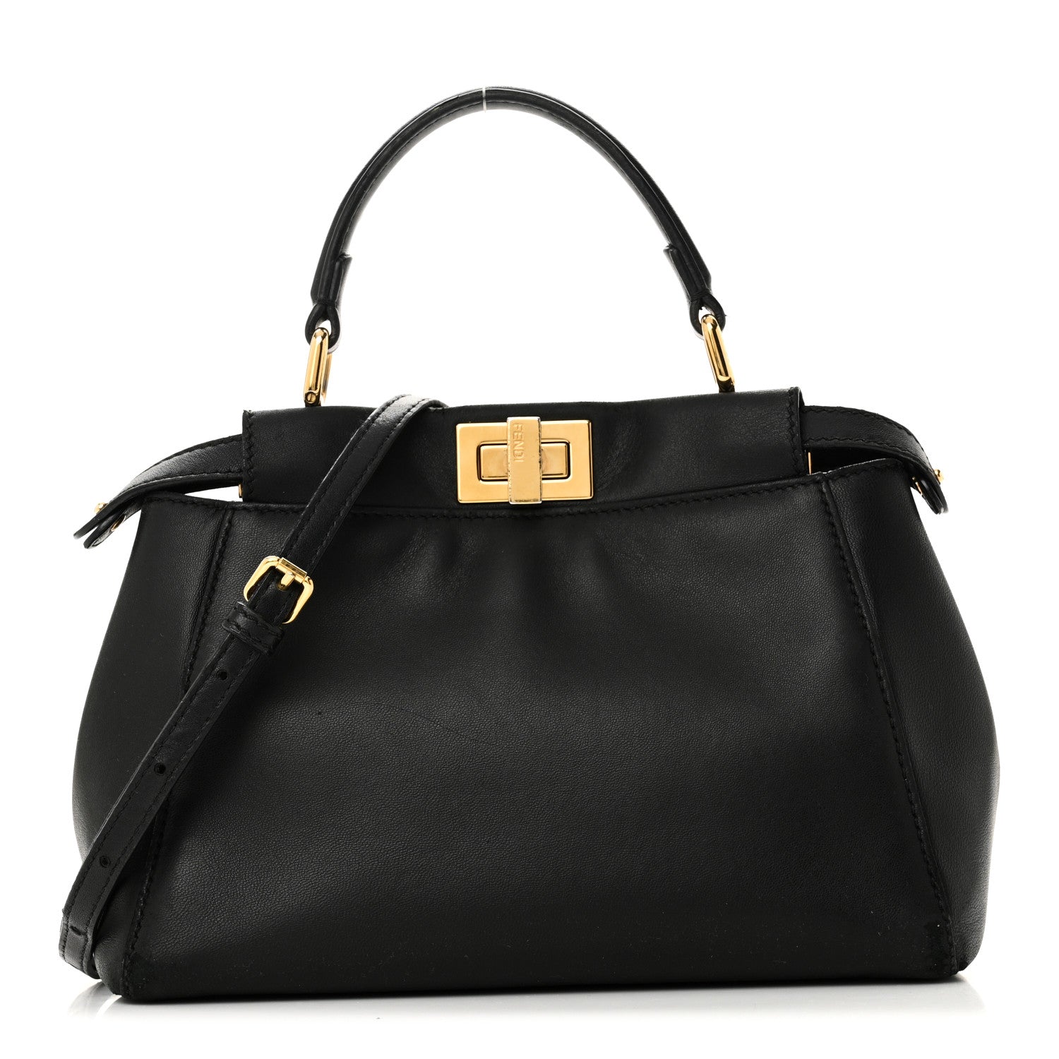 Fendi Nappa Mini Peekaboo Iconic Satchel Black 1 of 11