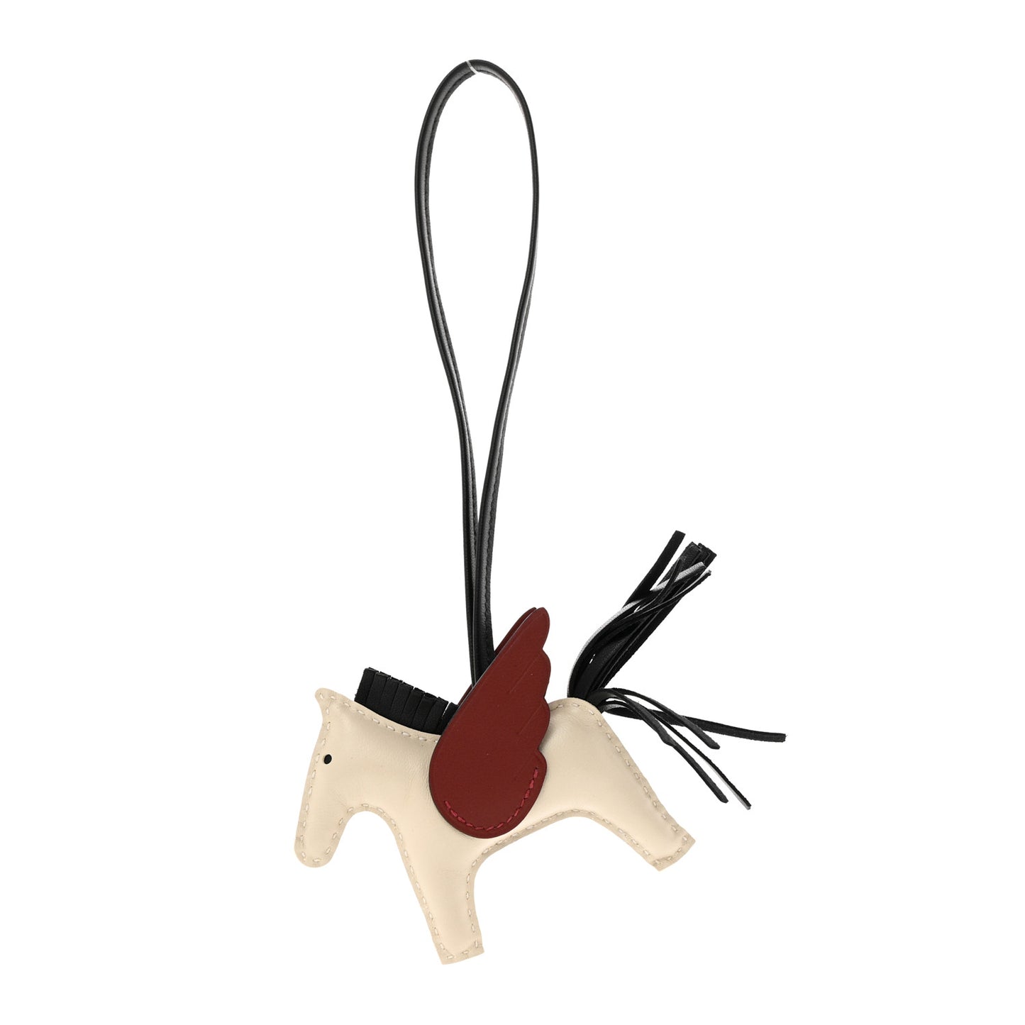 Milo Lambskin Grigri Rodeo Pegase Horse Bag Charm PM Nata Rouge H Black
