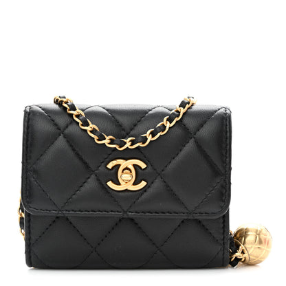 Chanel Lambskin Quilted Pearl Crush Clutch With Chain Black 1 of 12