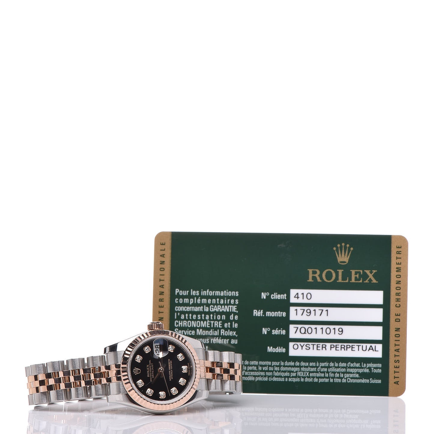 Stainless Steel 18K Everose Gold Diamond 26mm Oyster Perpetual Datejust Watch Black 179171
