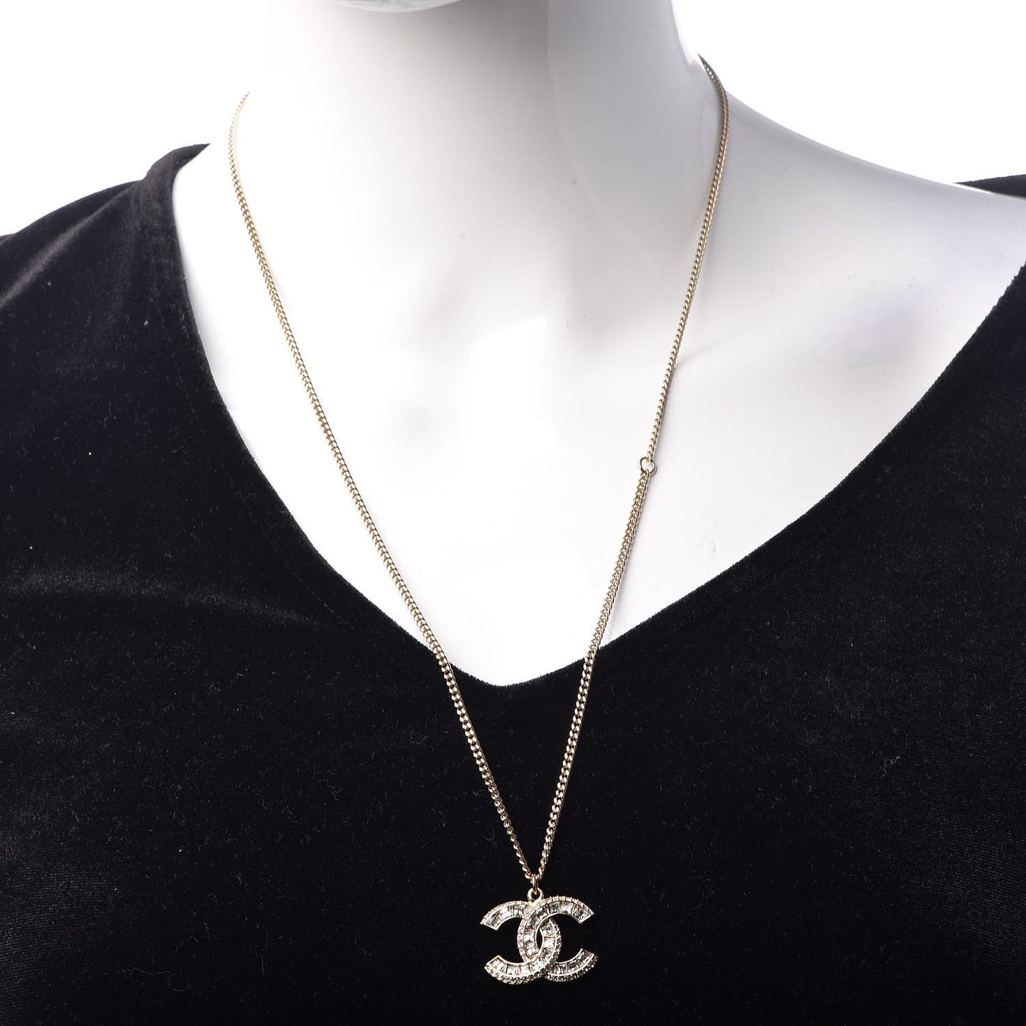 Baguette Crystal CC Necklace Gold