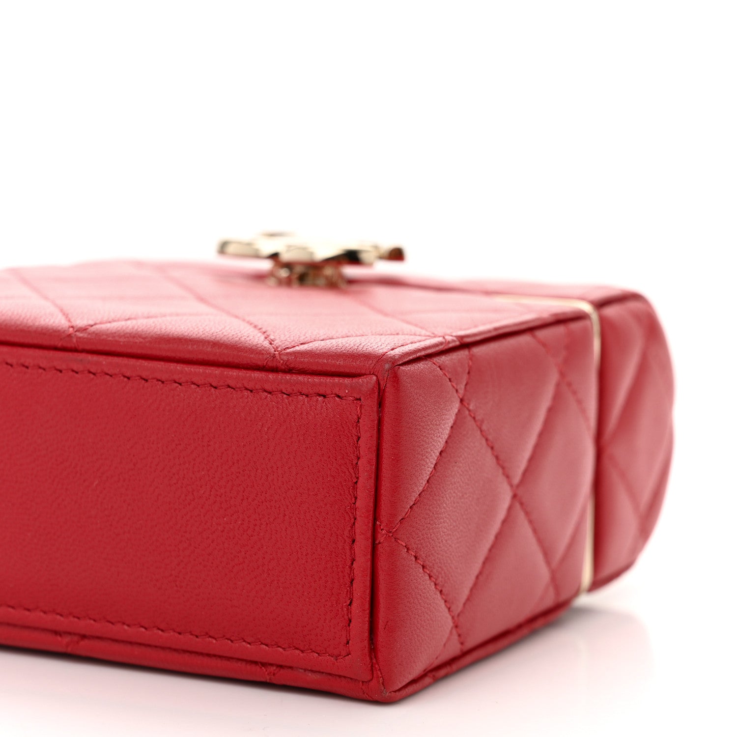 Chanel Lambskin Quilted Small Box With Chain Red 10 of 10