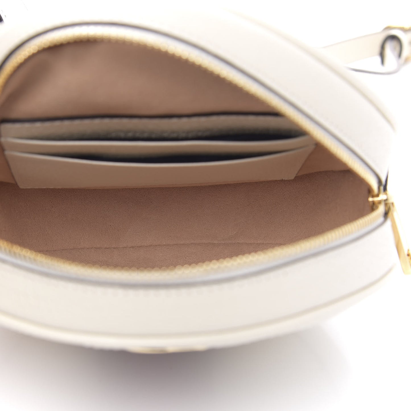 Textured Calfskin Web Mini Ophidia Round Backpack Mystic White