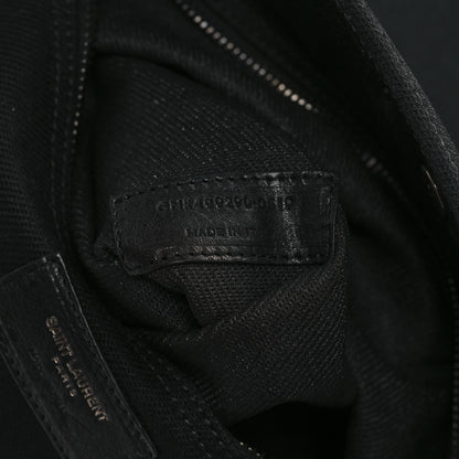 Saint Laurent Linen Calfskin Rive Gauche Tote Black 6 of 8