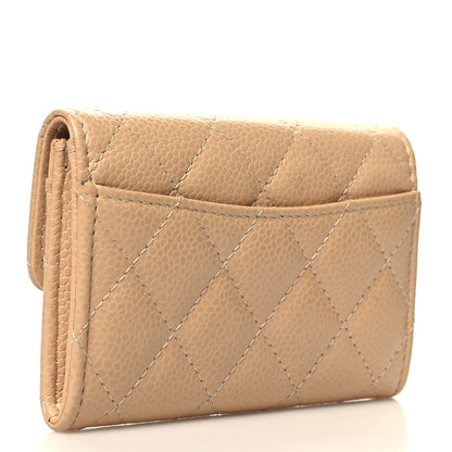 Chanel Caviar Quilted Flap Card Holder Wallet Beige 3 of 9