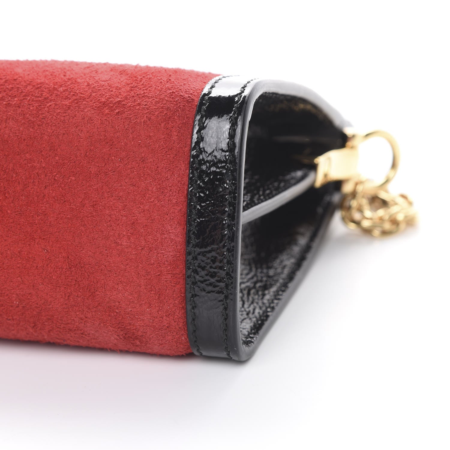 Gucci Suede Patent Web Small Ophidia Chain Shoulder Bag Hibiscus Red Black 9 of 10