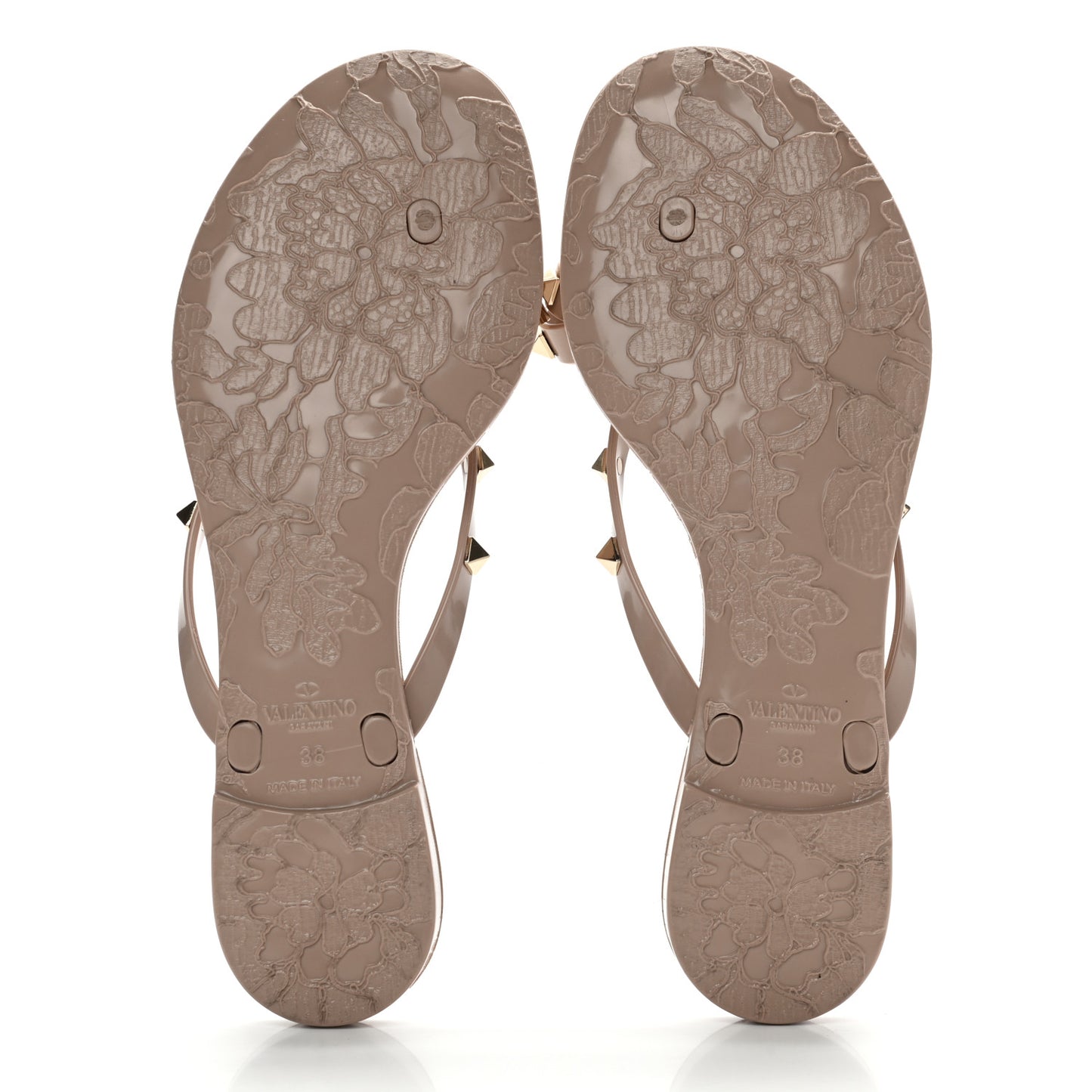 PVC Jelly Rockstud Bow Thong Sandals 38 Poudre
