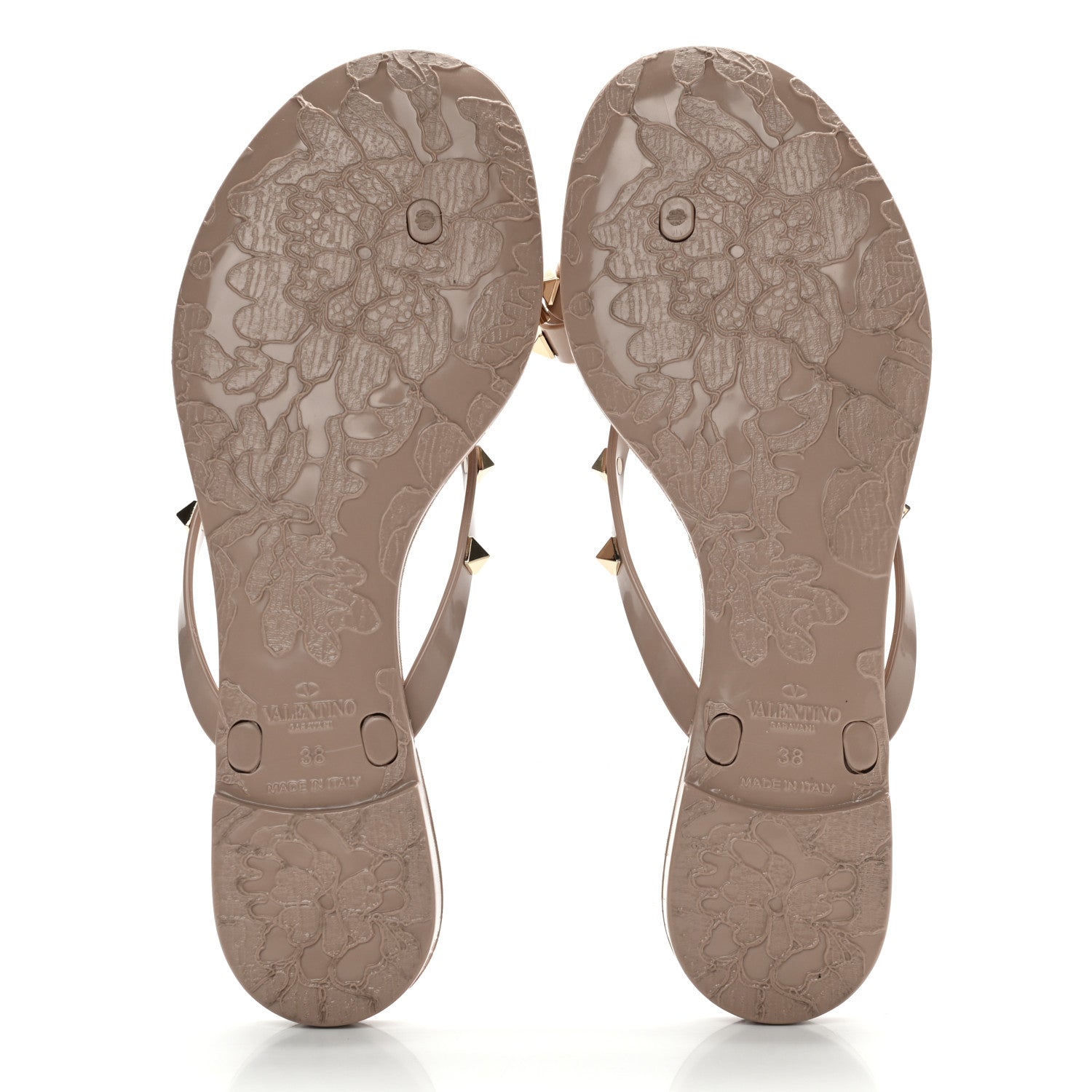 Valentino Garavani PVC Jelly Rockstud Bow Thong Sandals 38 Poudre 5 of 8
