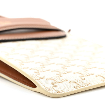 Celine Triomphe Canvas Lambskin Phone Pouch With Flap White Tan 9 of 10