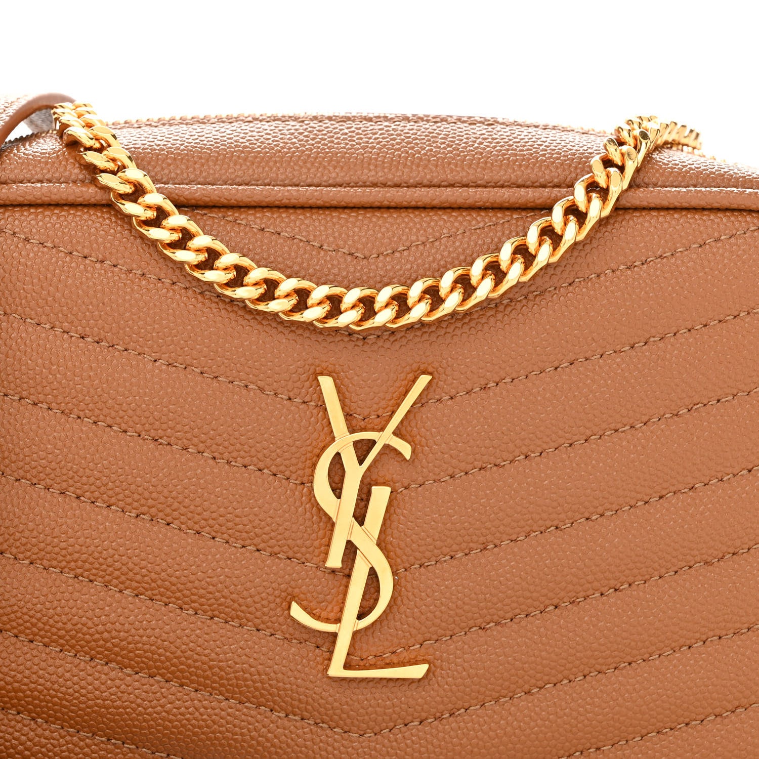Saint Laurent Grain De Poudre Matelasse Monogram Mini Lou Camera Bag Dark Natural 8 of 12