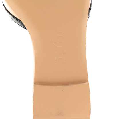 Chanel Lambskin CC Cutout Sandal Mules 37.5 Beige Black 7 of 9