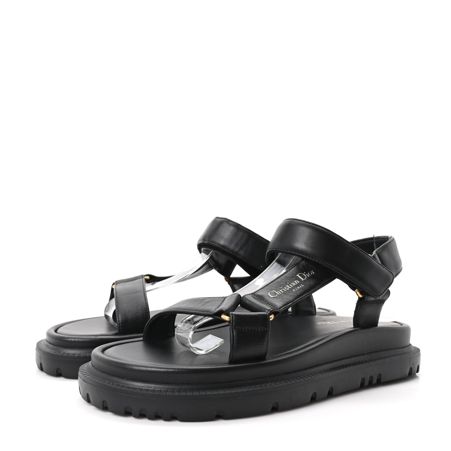 Lambskin D-Wave Sandals 38 Black