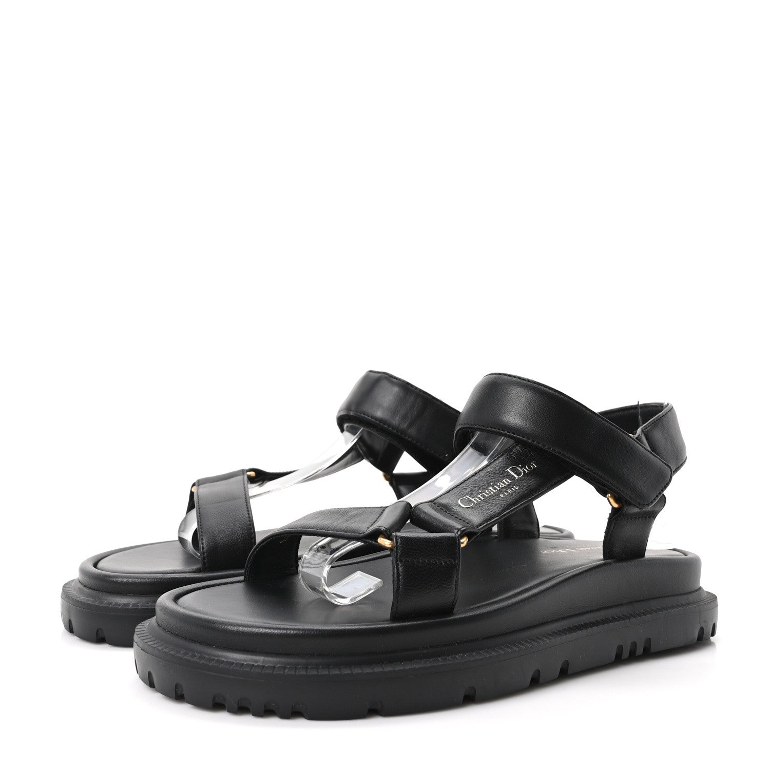 Christian Dior Lambskin D-Wave Sandals 38 Black 4 of 10