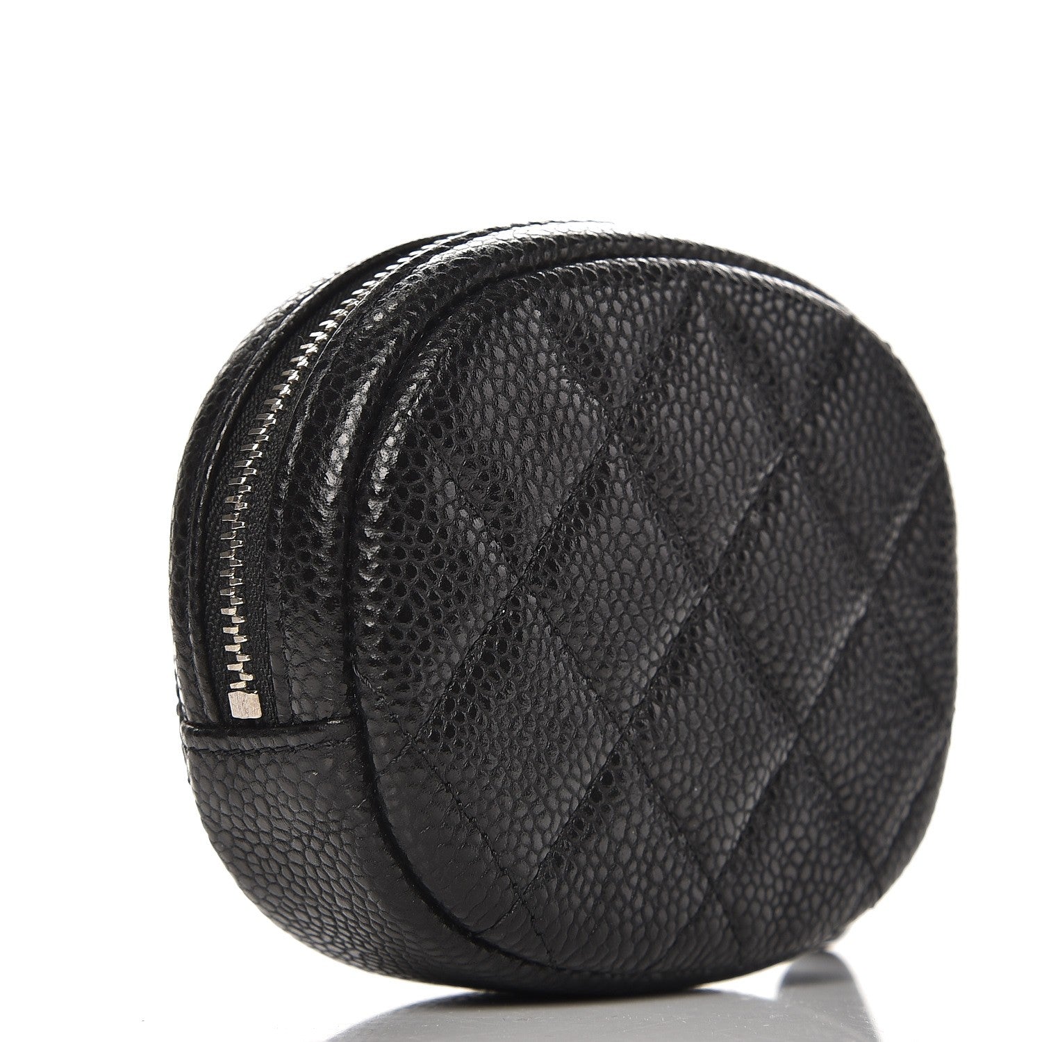 Chanel Metallic Caviar Quilted Zip Around Classic Coin Purse Black 3 of 8