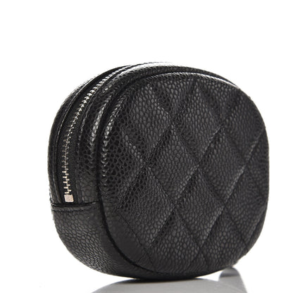 Chanel Metallic Caviar Quilted Zip Around Classic Coin Purse Black 3 of 8
