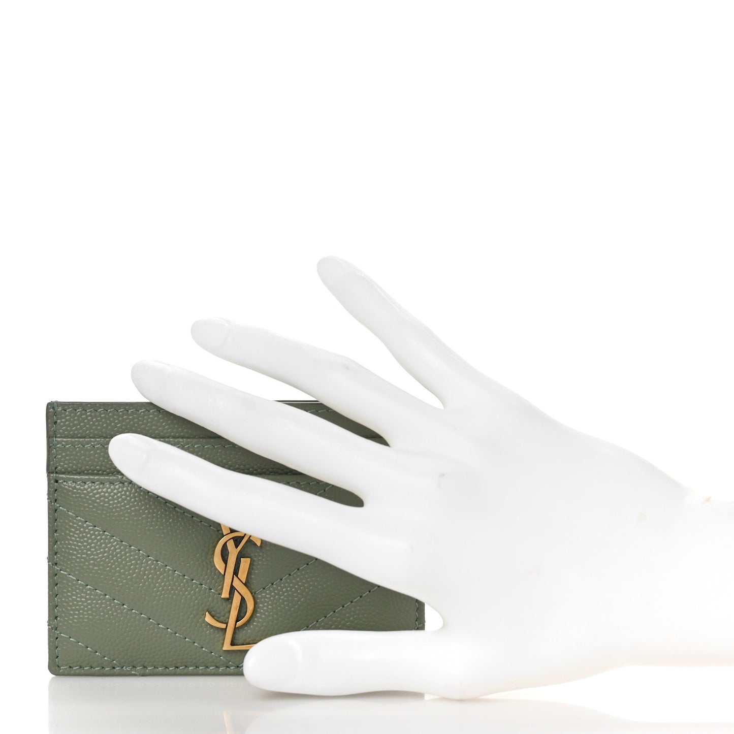 Grain De Poudre Matelasse Chevron Monogram Credit Card Case Light Sage